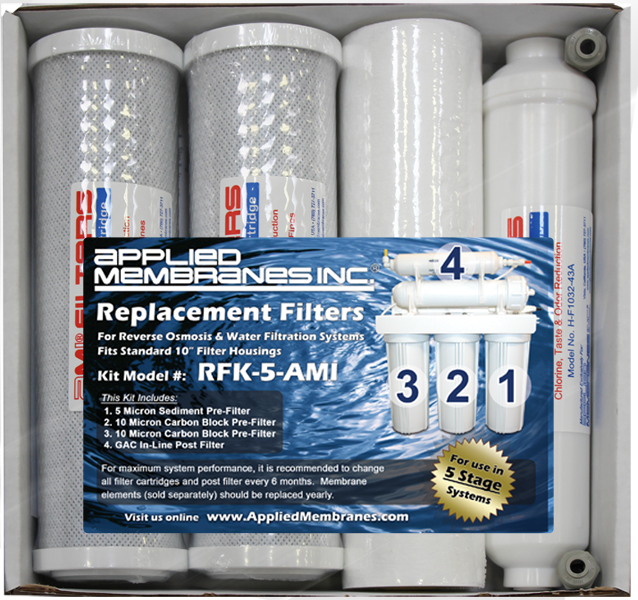 2-Year 5-Stage RO Replacement Filter Kit w/ 2 x 100 GPD Membrane by Aquaboon 